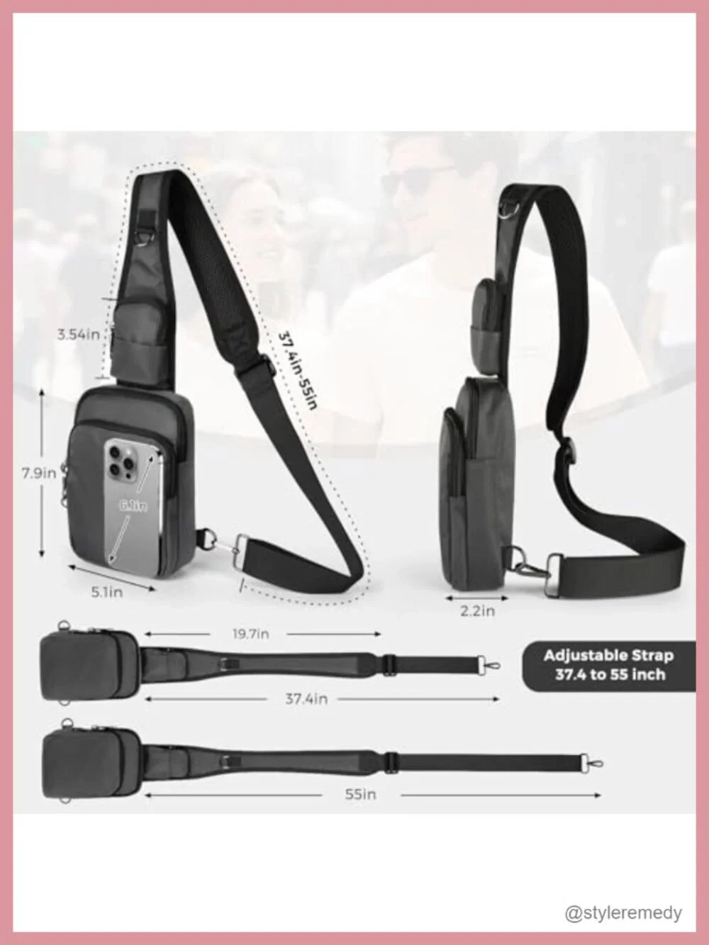 RFID Blocking Anti Theft Crossbody Sling Bag with Zipper Lock Water Resistant